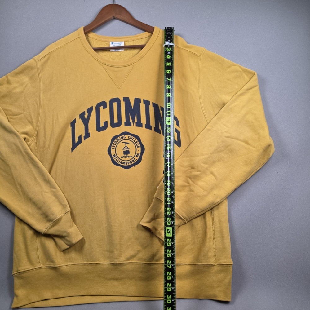 Champion Reverse Weave Lycoming College Sweatshirt Men 2XL Mustard Yellow School - Picture 9 of 10